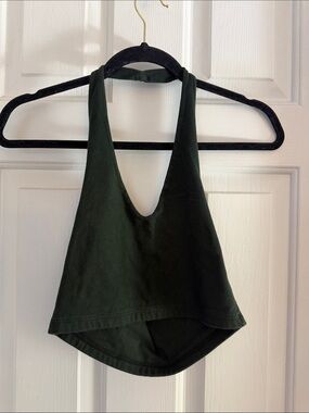 Brandy Melville Dark Green Halter Crop Top small